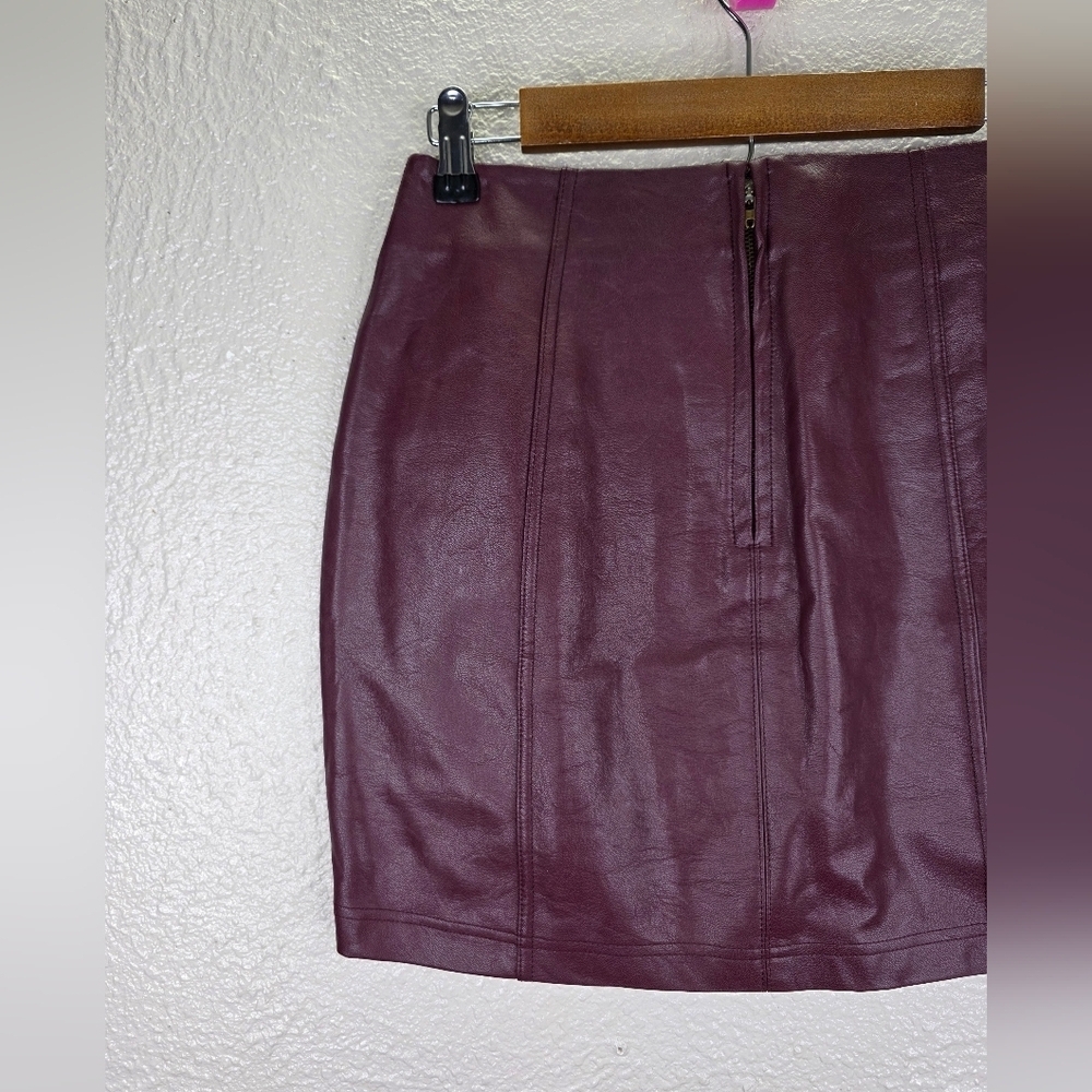 Jolt Nordstrom Faux Vegan Leather Burgundy Mini Elegant Burgundy Leather Skirt 7 - Picture 8 of 16